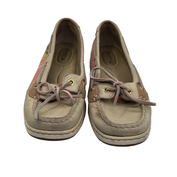 Sperry Angelfish Pink Tan Sequin Boat Shoe Loafers Size 8 Women's - Picture 3 of 8